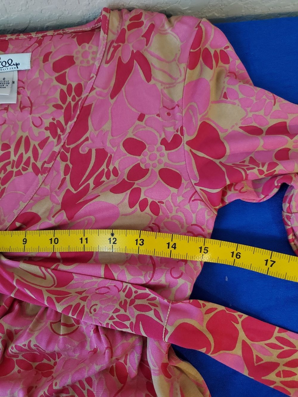 VTG Lilly Pulitzer 100% Silk Floral Dress - Pink & Beige V-Neck (Size 0) - Picture 5 of 9